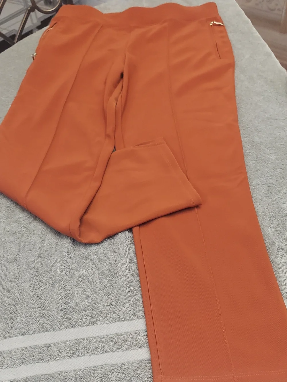 Rust Color Spandex Polyester Pants